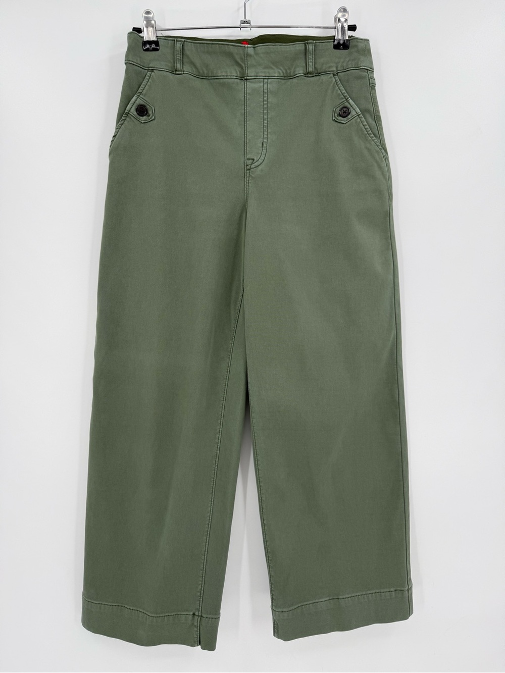 SPANX Twill Crop Wide Leg Pant in Olive Green Size MP